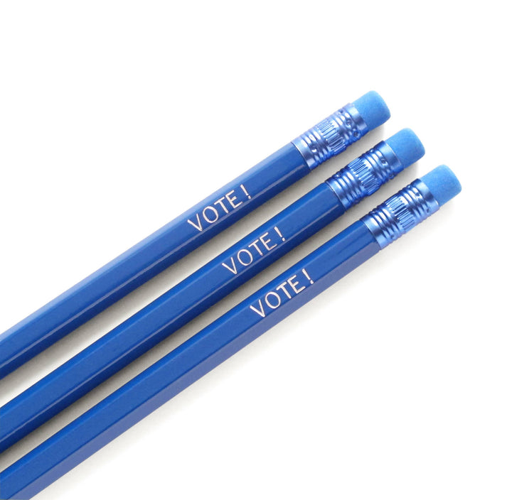 VOTE! Democratic Blue Hot Foil Stamped Pencils