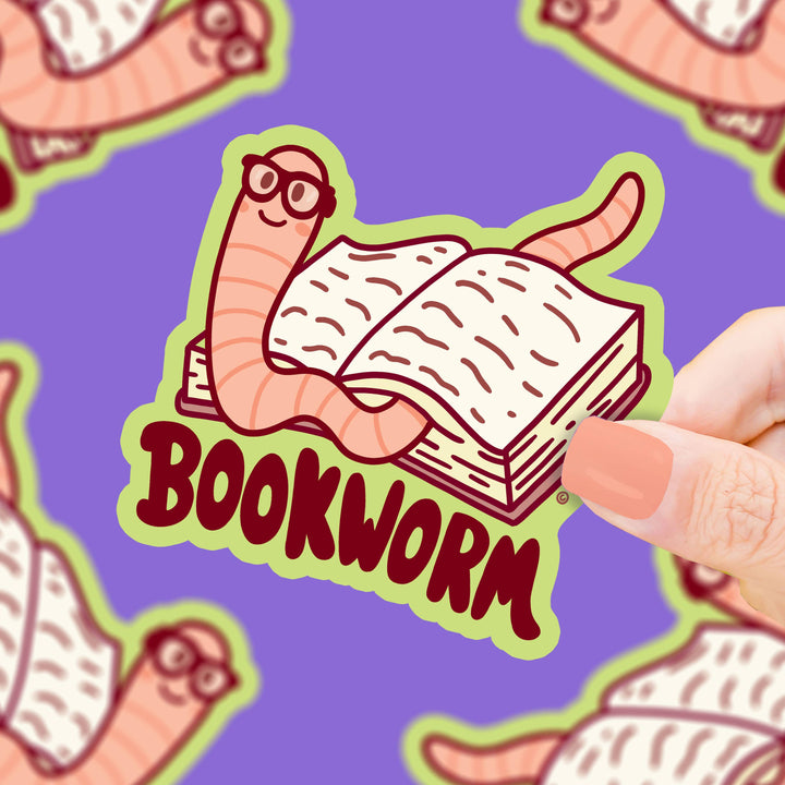 Bookworm Nerdy Reading Book Lover Valentine's Vinyl Sticker