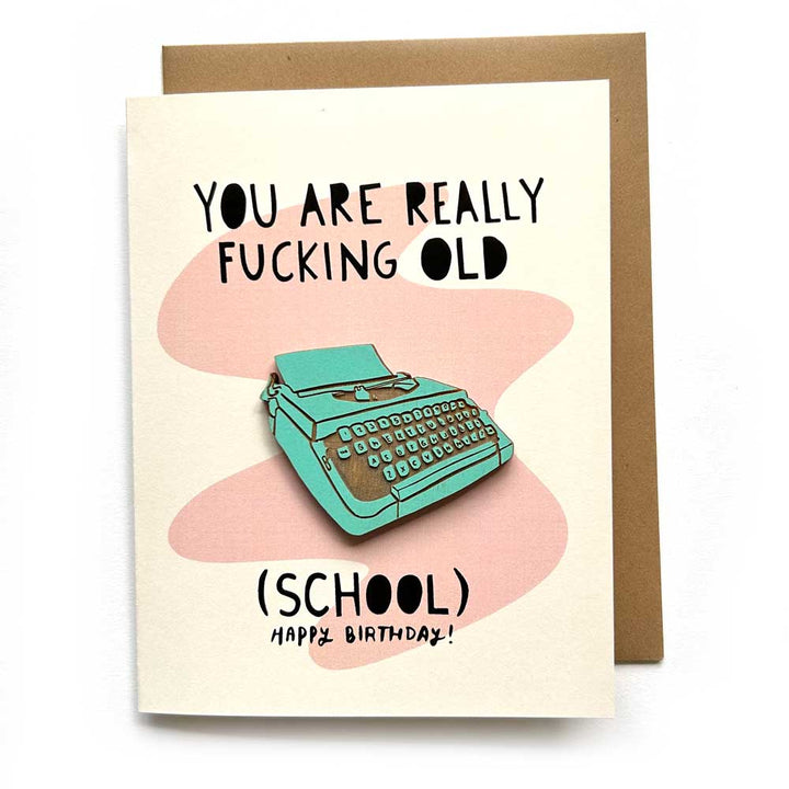 Old School - Typewriter Magnet w/ Birthday Card
