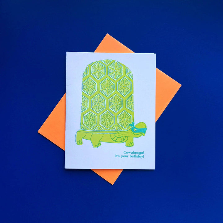 Cowabunga Turtle Birthday Greeting Card