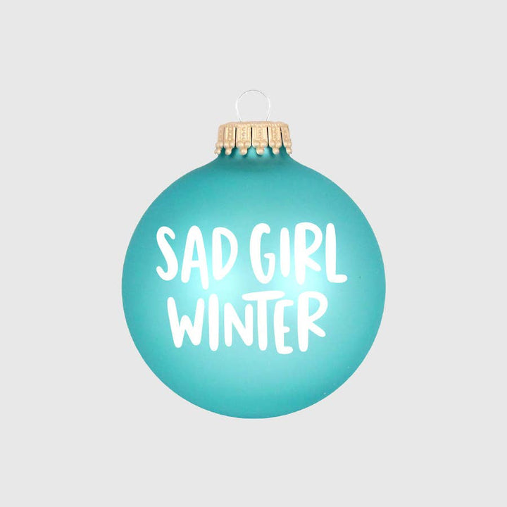 Sad Girl Winter Glass Ball Ornament