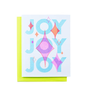 "Joy Joy Joy" - Retro Holiday Risograph Greeting Card