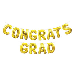 Congrats Grad Balloon Streamer Garland Gold
