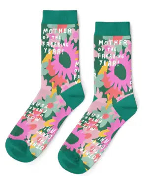 Mother of the Freakin Year Floral Socks - Mother's Day Gift
