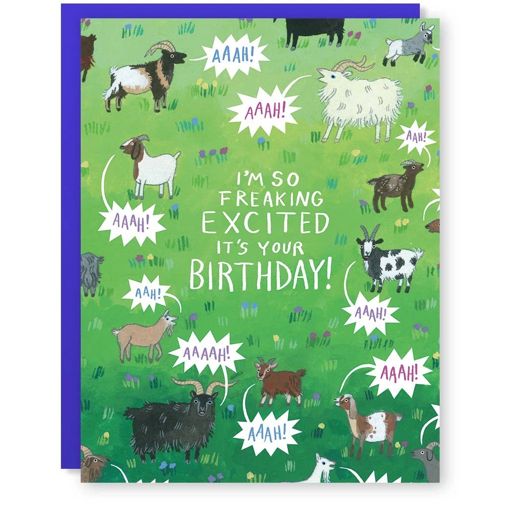 Cactus Cub Yelling Goats Birthday Card