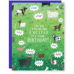 Cactus Cub Yelling Goats Birthday Card
