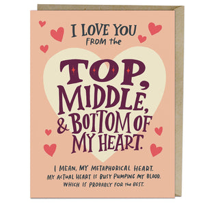 Love You Top Middle Bottom Card