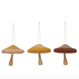 3.5" Wool and Wood Mushroom Ornament