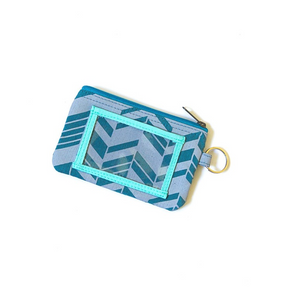 ID Case Zippered Pouch - Teal Chevron