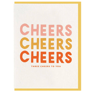 Three Cheers - Letterpress Congratulations Card