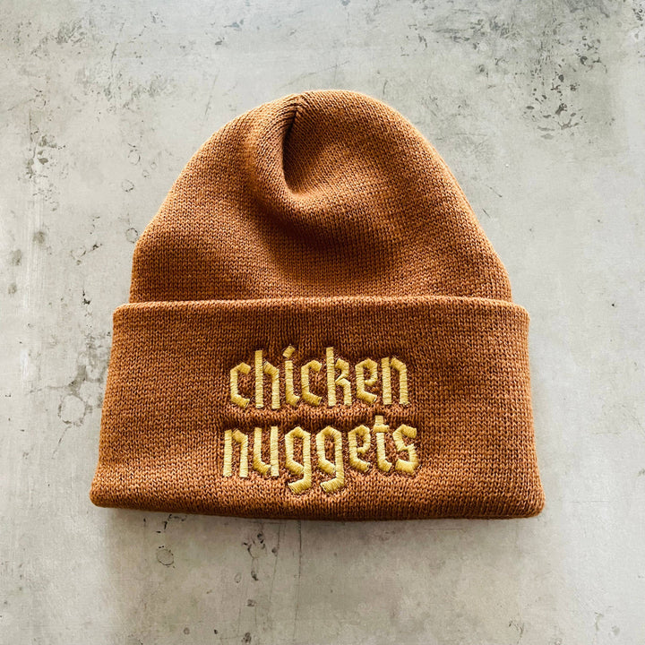 Chicken nuggets knit beanie hat Made in America foodie