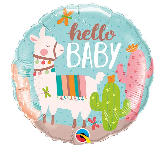 Hello Baby Llama Foil Balloon